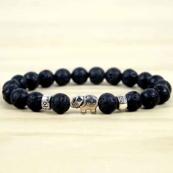 Lave Bracelet,Elephant Bracelet,Lava Stone Elephant Bracelet,Men,Women,Good Luck - Picture 1 of 1